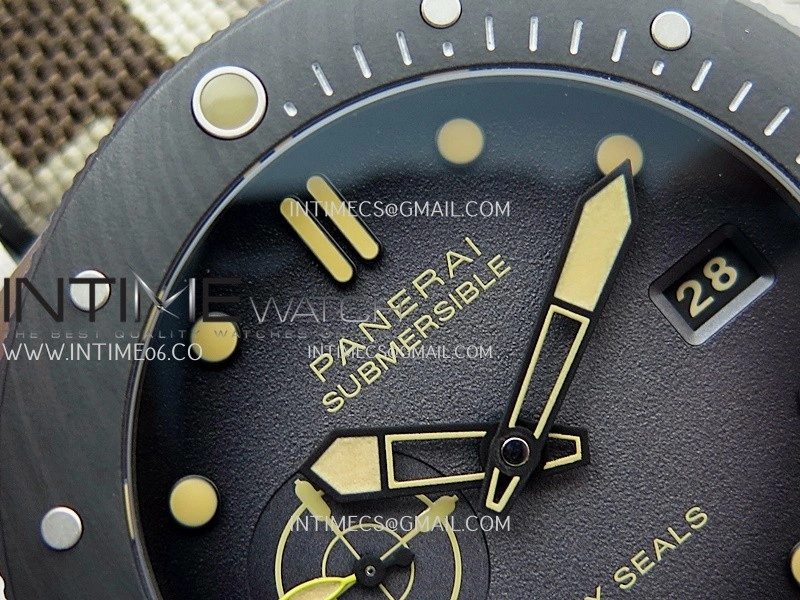 PAM1669 Carbotech 47mm VSF 1:1 Best Edition Ombre Black Dial Blue Markers On Camouflage Strap P.900 Clone